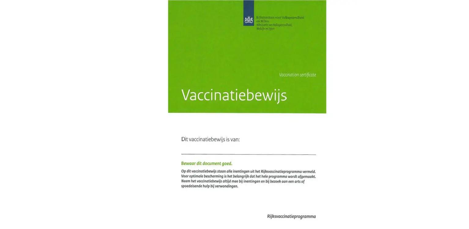 Voorbeeld Vaccinatiebewijs groen