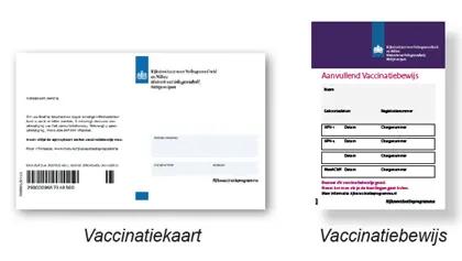 Voorbeeld van een vaccinatiekaart en vaccinatiebewijs HPV